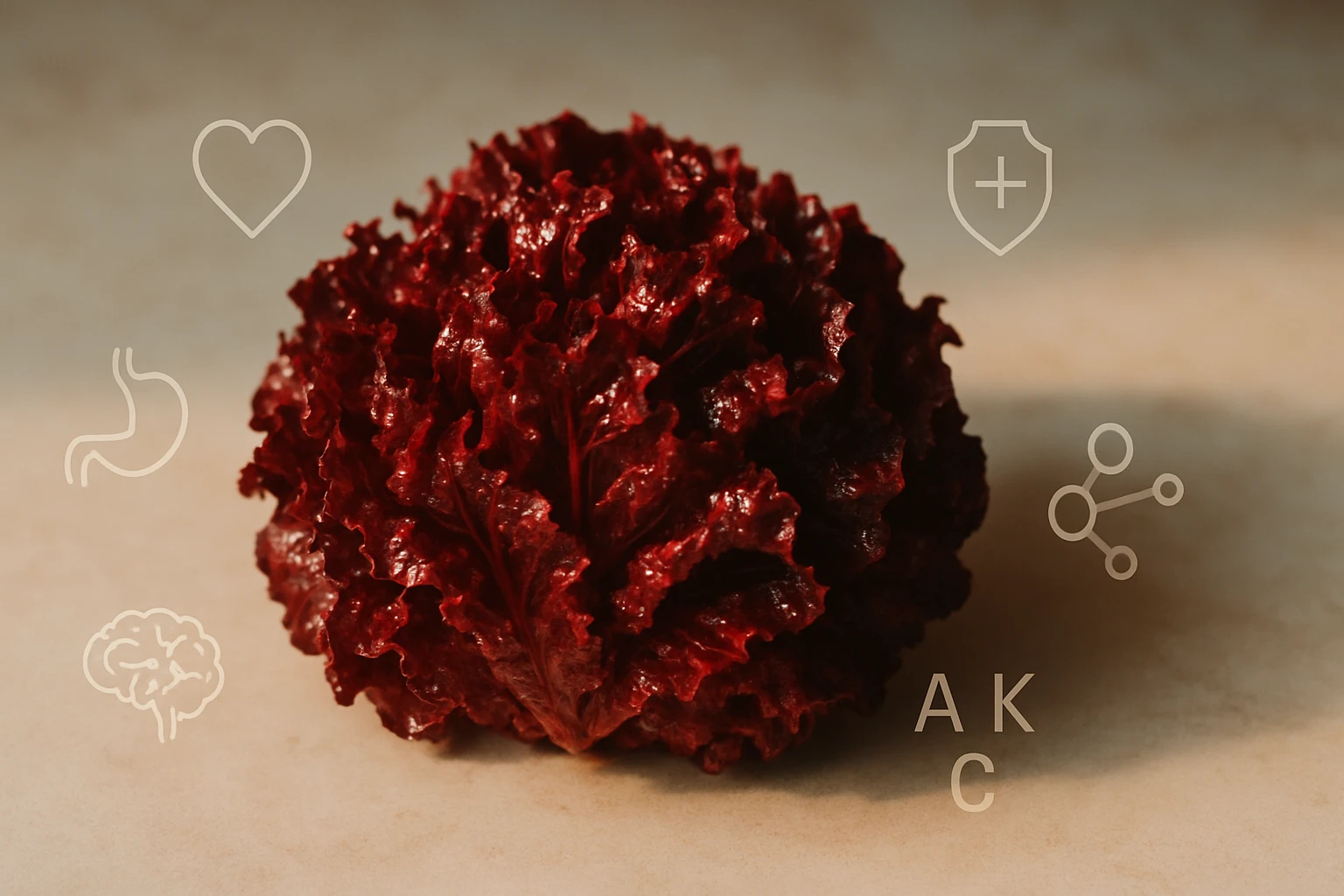 Friss, vörös salátafej, amely egészséges tápanyagokat tartalmaz.