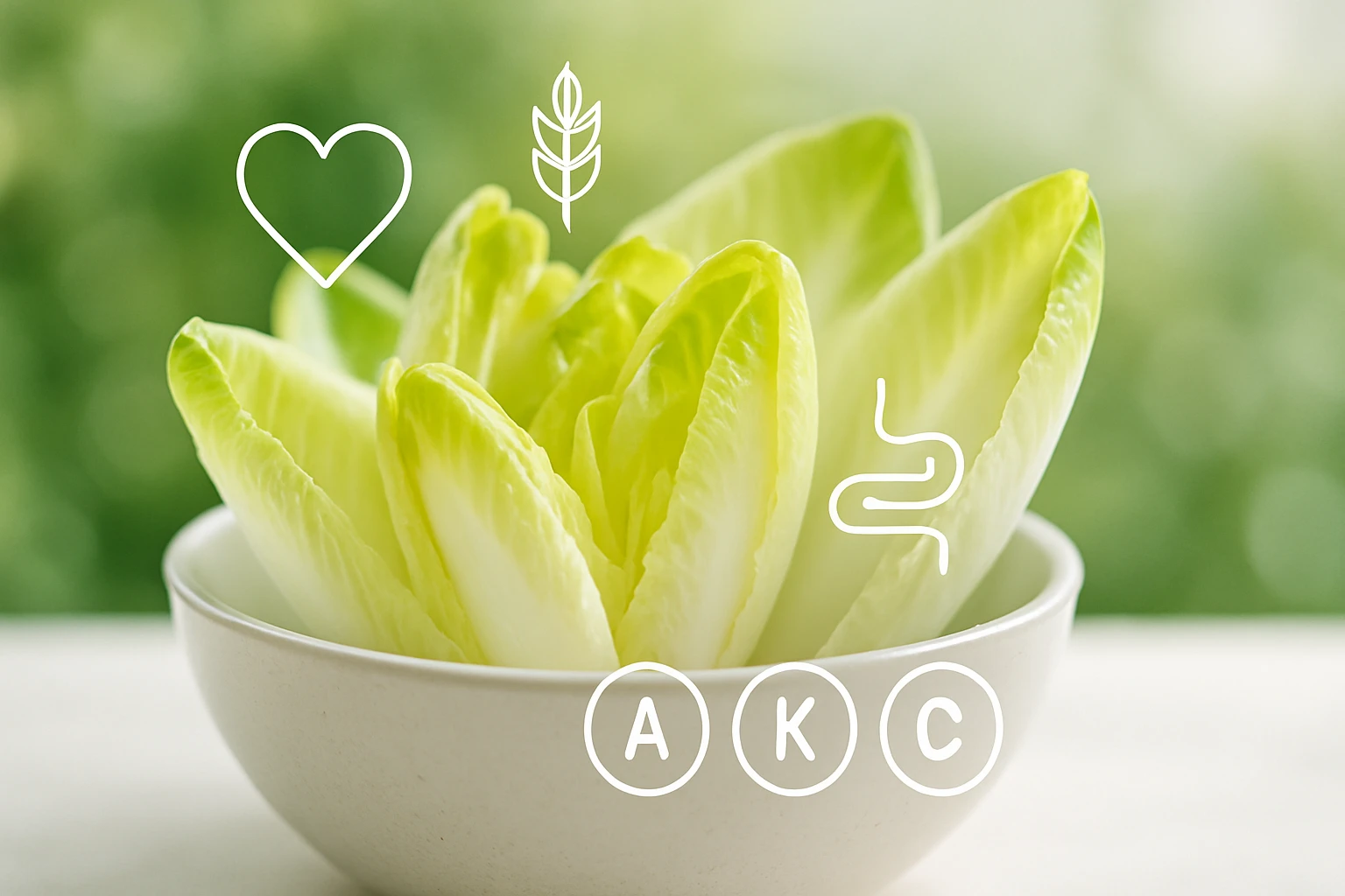 Friss, zöld salátalevelek egy fehér tálban, háttérben lágy zöld színek.