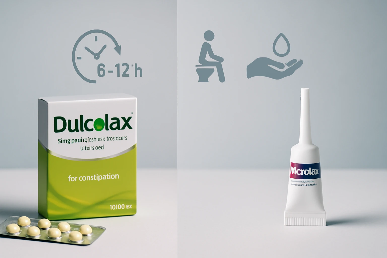 Dulcolax és Microlax termékek, amelyek székrekedés kezelésére szolgálnak.